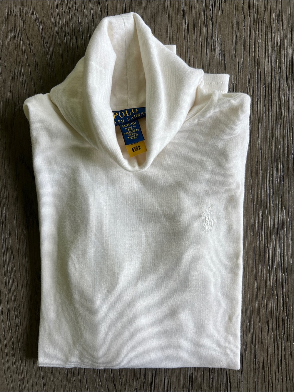 Polo Ralph Lauren Girls Ivory Turtleneck Top Size M NWT